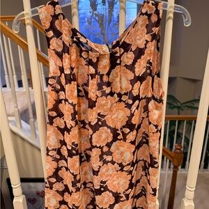 LOFT Coral and Black Floral Dress